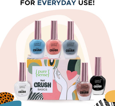 PureSense Nail Crush Basics | Nail Enamel | Nail Polish | Nail Paint pack of 6